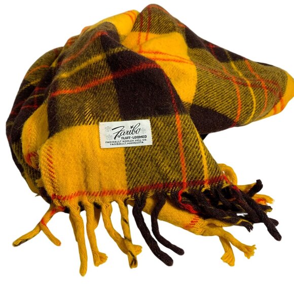 VTG Faribo Tartan Blanket Wool Plaid Faribault Woolen Mill Throw + Fringe USA - Picture 1 of 4